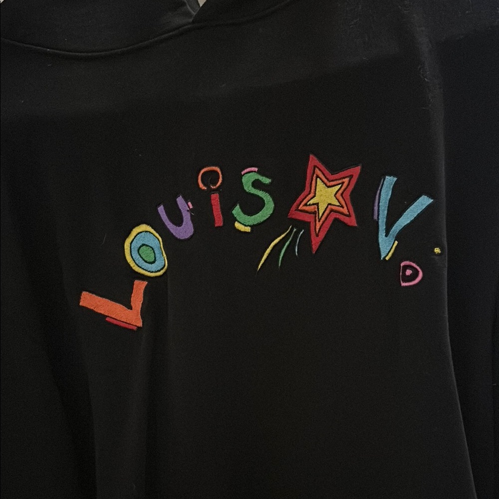 MEGA YACHT Louis V. Black Hoodie with Colorful Logo